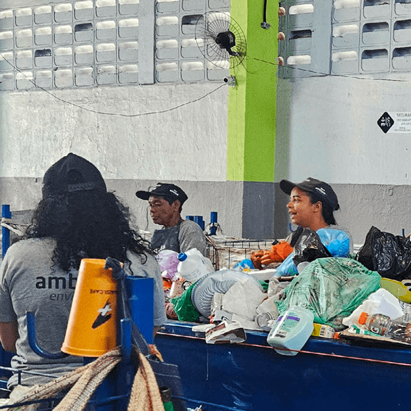 People working at a recycle centre