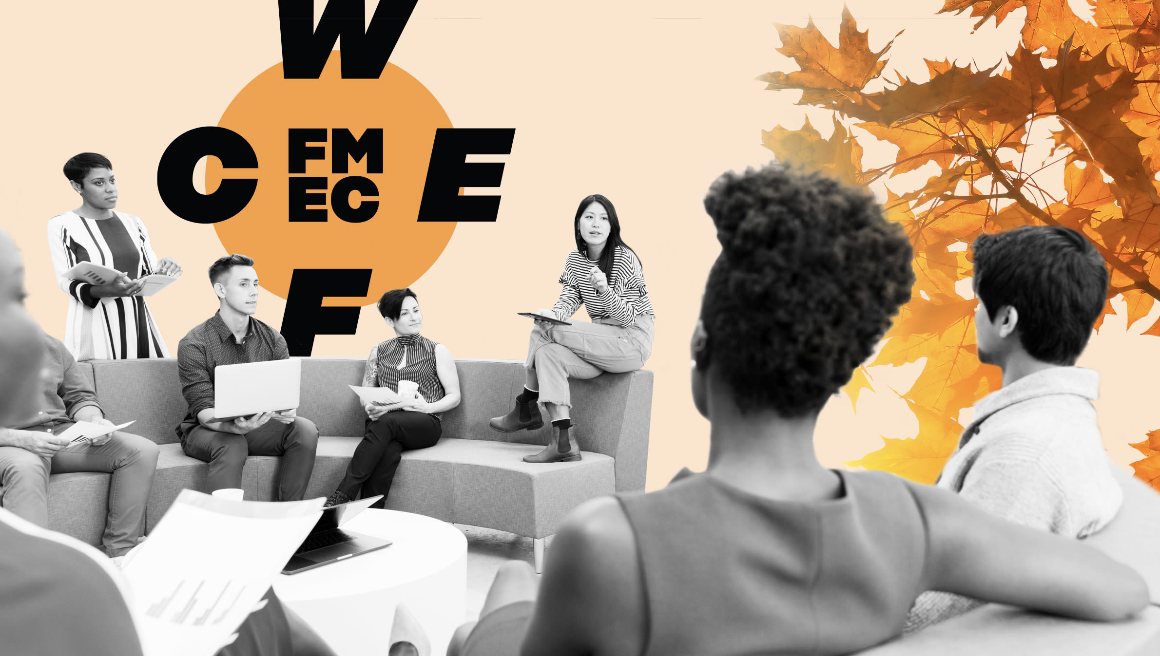 WCEF logo with photo of people having a discussion