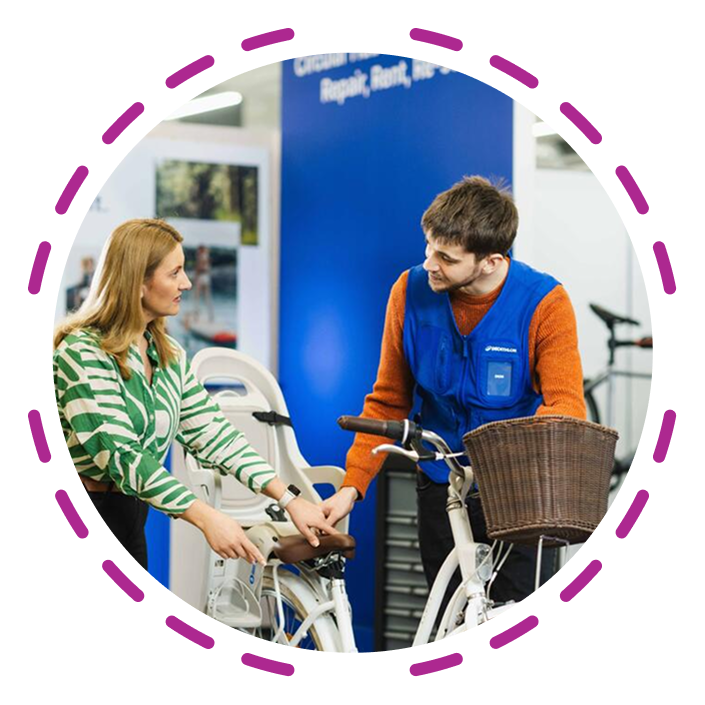 Person selling a bicycle