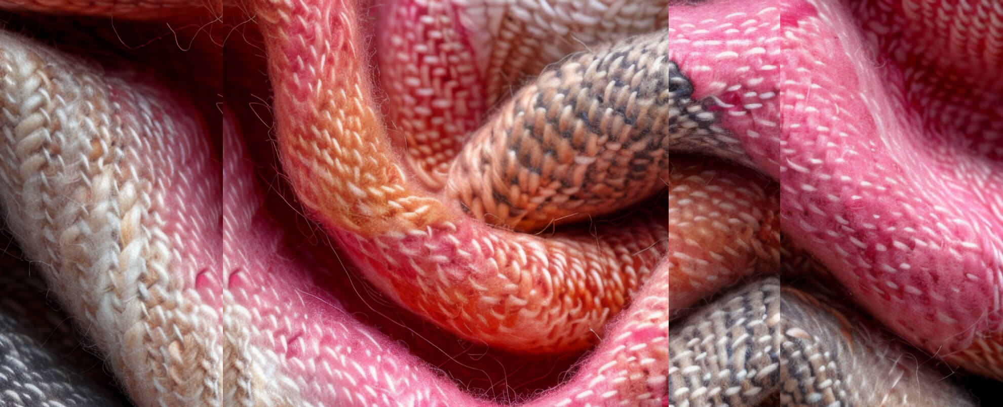 Close up of multicoloured textiles