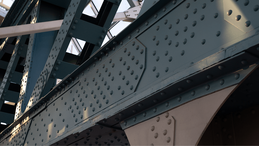 Close up of steel in a bridge