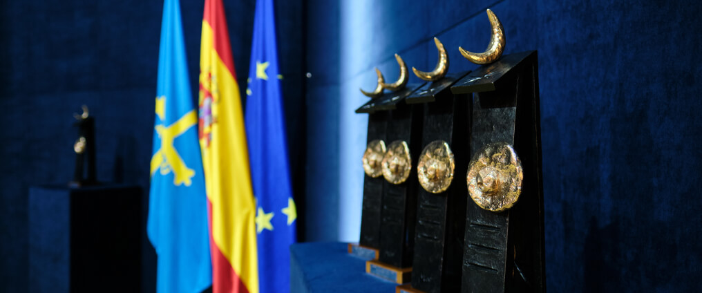 Photo of awards and flags