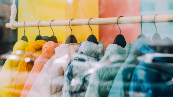 coats hanging on a rail