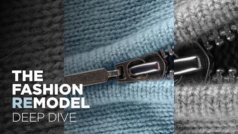 A zipper on a knitted jumper