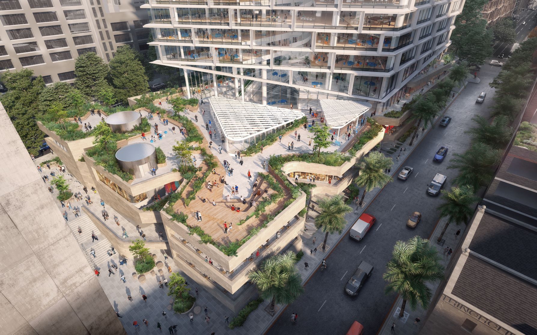 Birds eye view of QQT podium garden