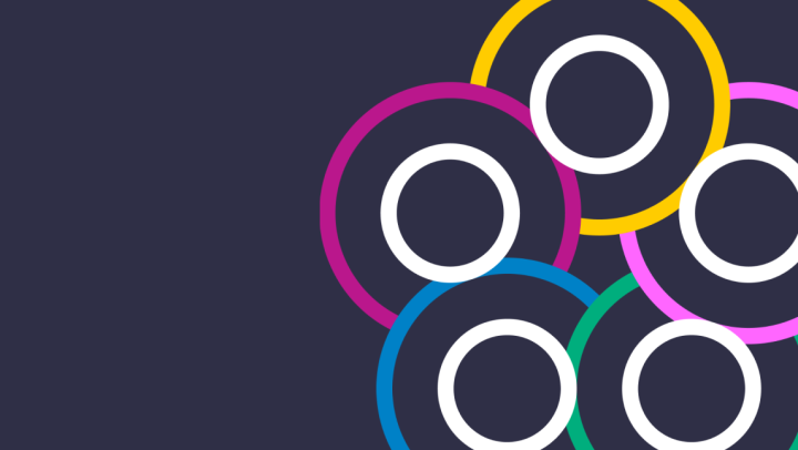 Coloured circles in a pattern which form Universal policy goals logo