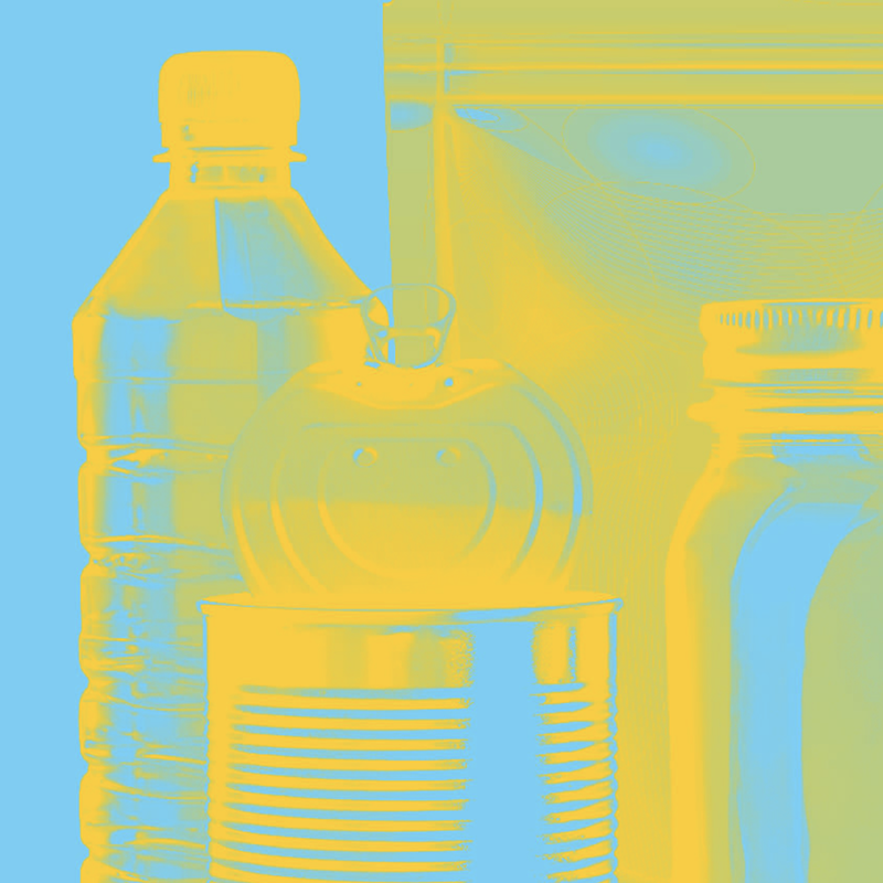 Duotone of plastic bottles