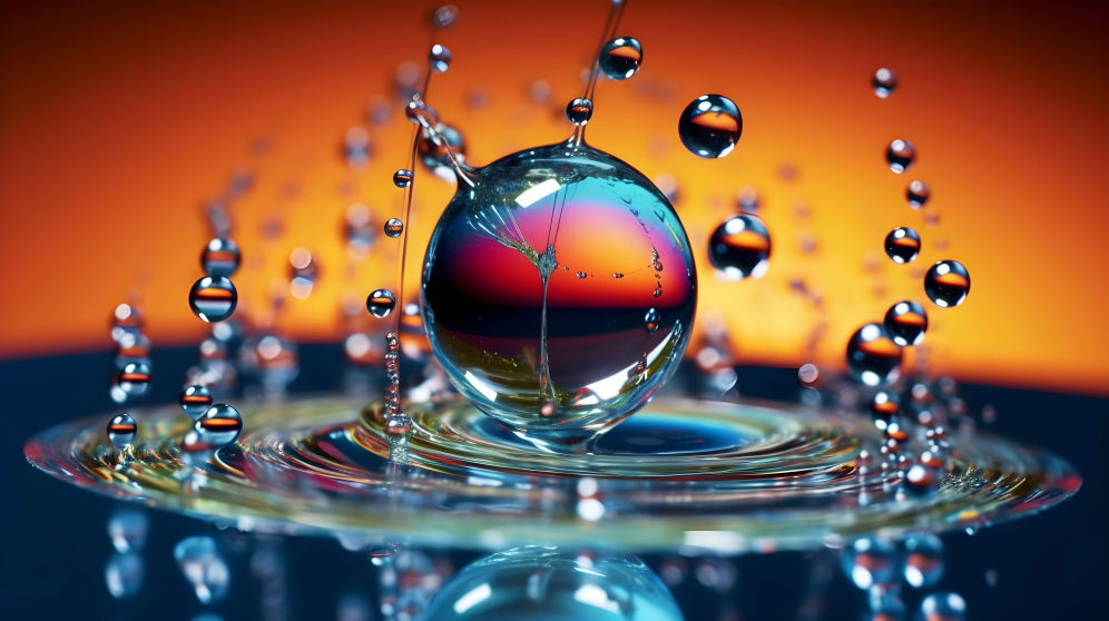 Image of water droplets under a microscope.
