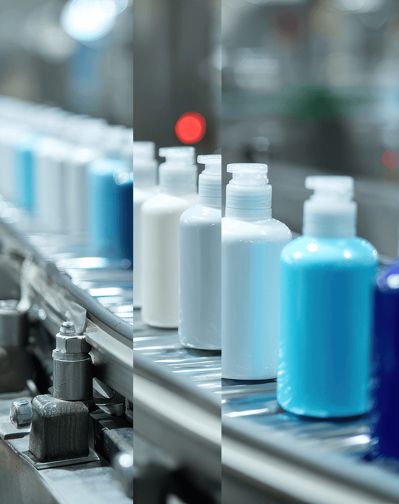 Plastic bottles on a conveyor belt