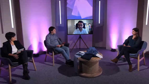 Round table interview in a studio