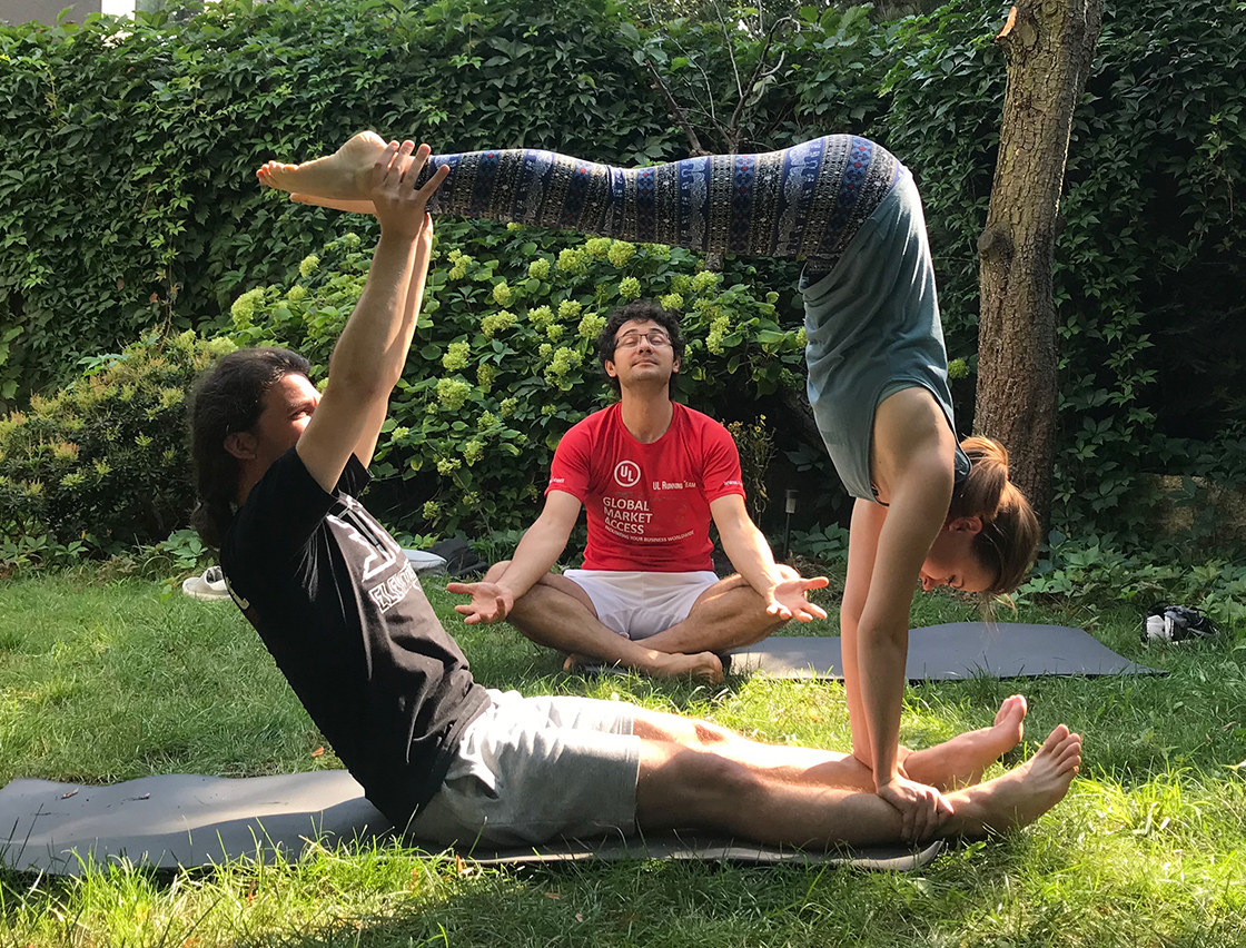 meditating in Mudita's garden