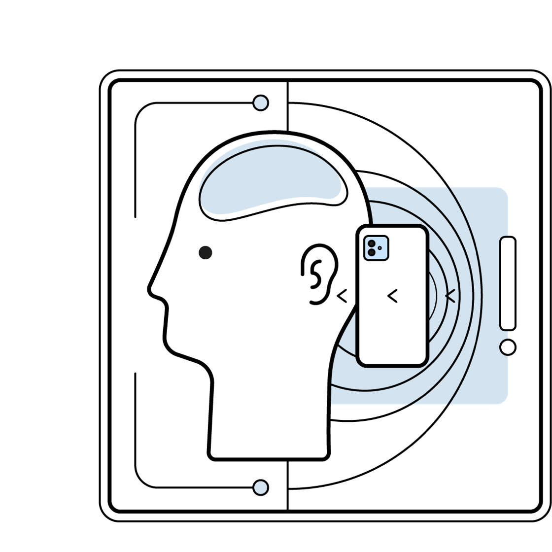Specialists use a phantom model of the human head and body to measure SAR values.
