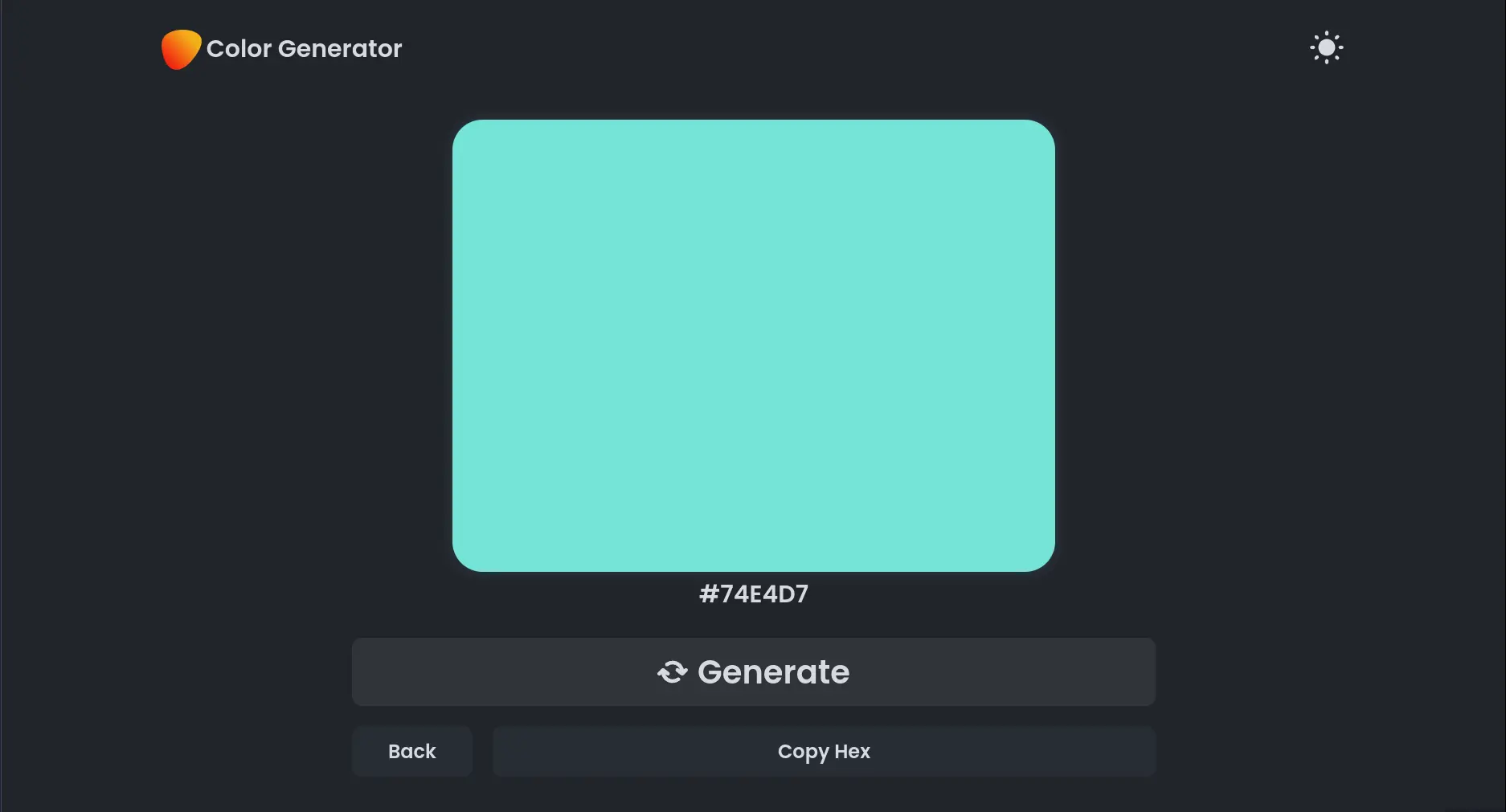 Screenshot of Color Generator.