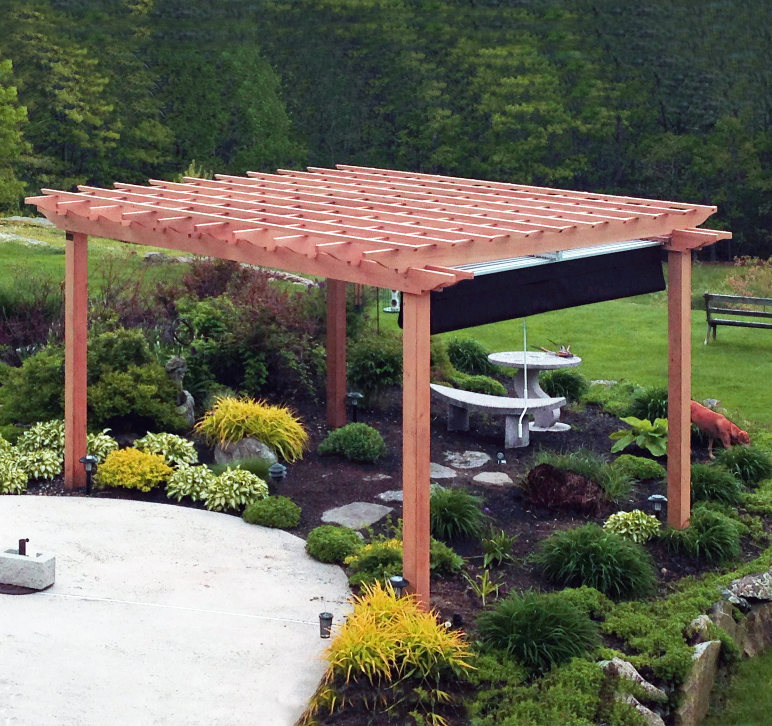 Arched Top Freestanding Pergola with Round Columns | Walpole Outdoors, image size:2465x2320