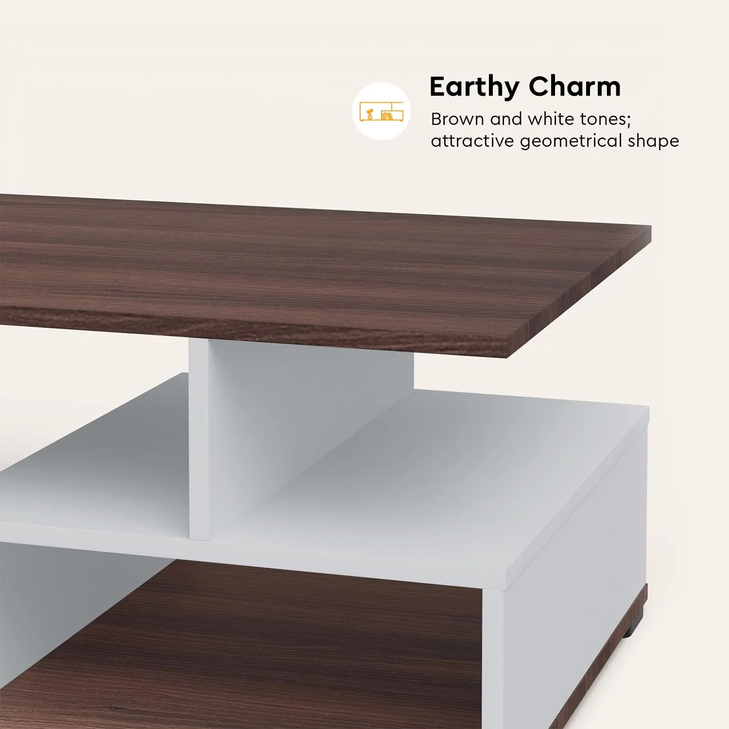 Homiboss CT03 Modern Living Room Center Coffee Table with Open Storage thumbnail 5