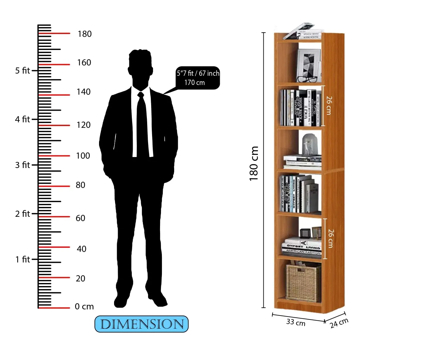 Homiboss 6-Tier Multipurpose Engineered Wood Bookshelf & Display Rack thumbnail 8