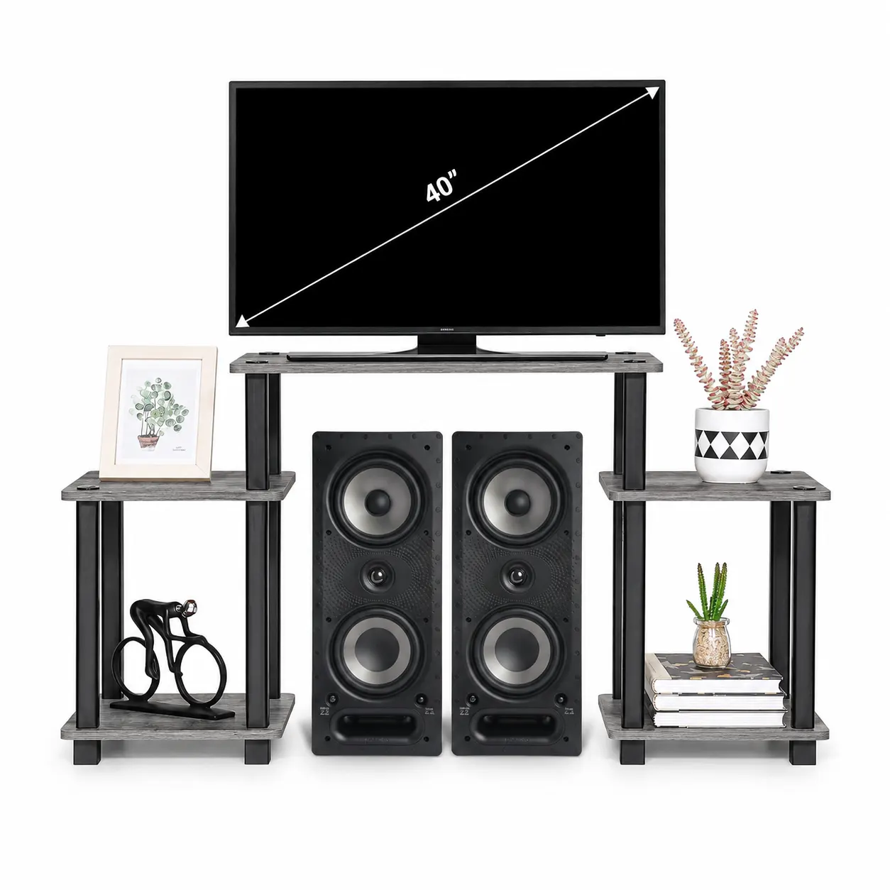 Homiboss Turn-N-Tube 5-Tier Floor Standing TV Entertainment Console Unit thumbnail 1