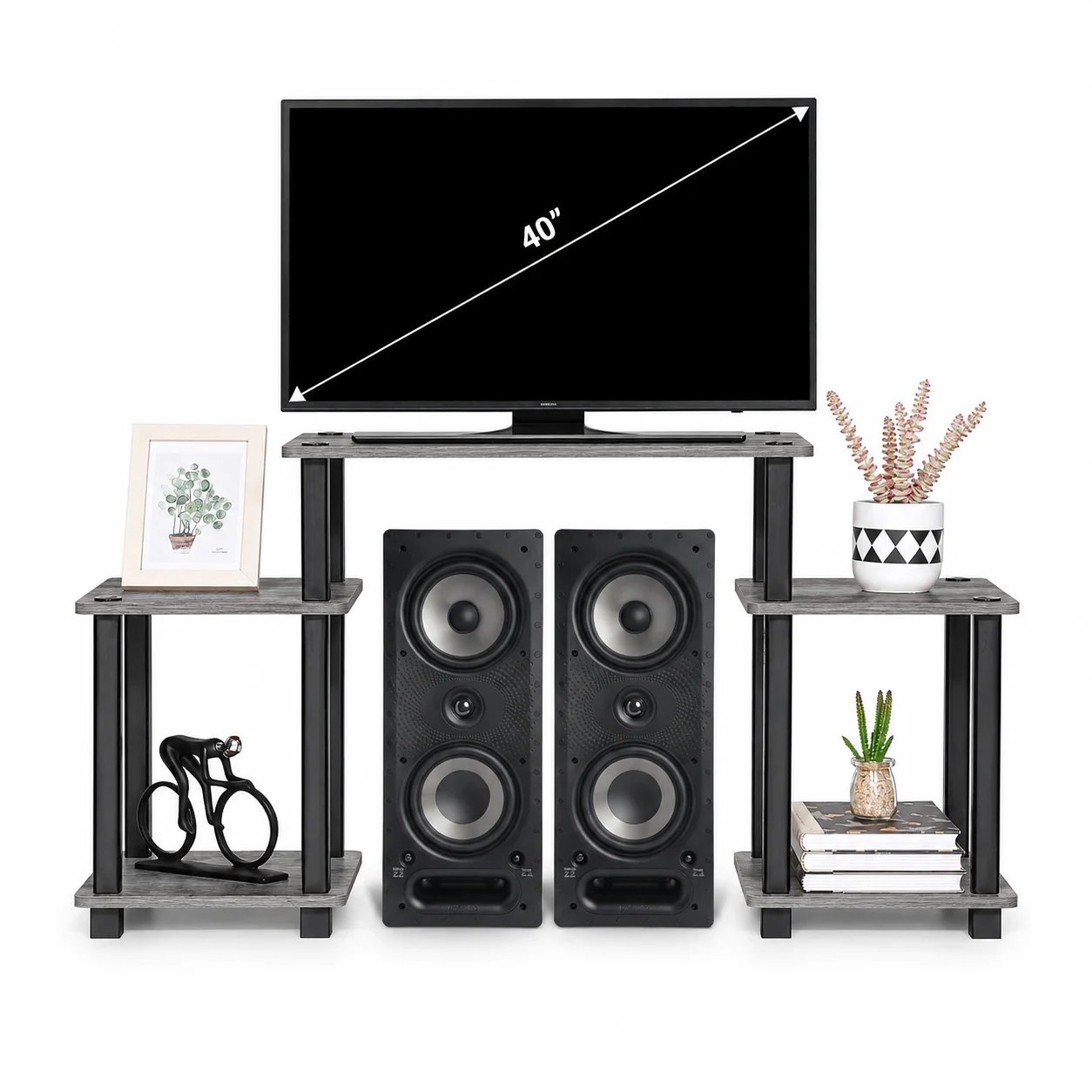Homiboss Turn-N-Tube 5-Tier Floor Standing TV Entertainment Console Unit