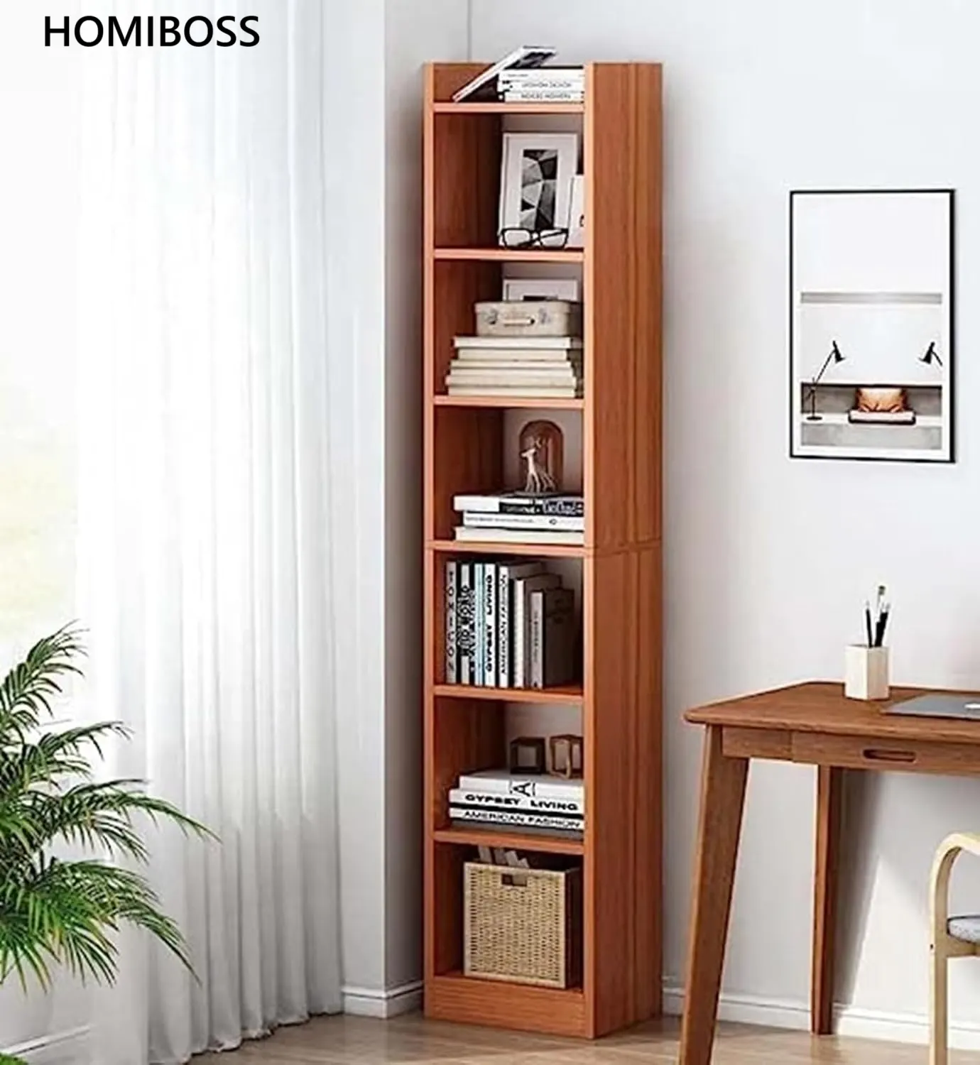 Homiboss 6-Tier Multipurpose Engineered Wood Bookshelf & Display Rack thumbnail 1