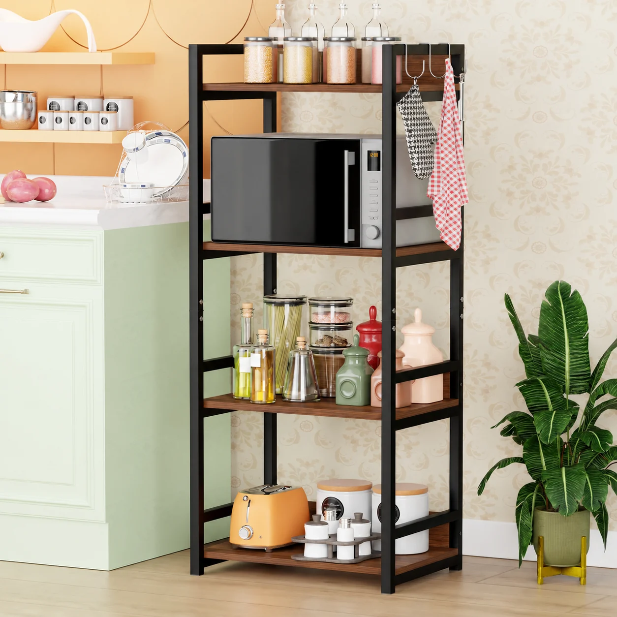 Homiboss 4-Layer Multipurpose Metal & Wood Kitchen Storage Rack - view 1