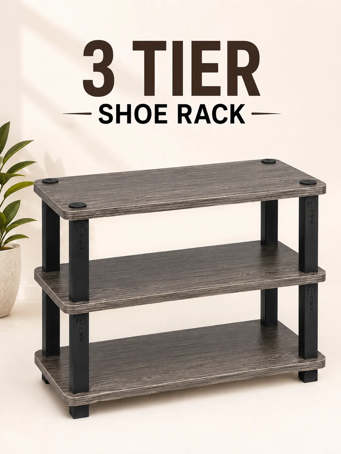Homiboss Turn-N-Tube Wooden Multi-Tier Shoe Rack & Utility Organizer thumbnail 4