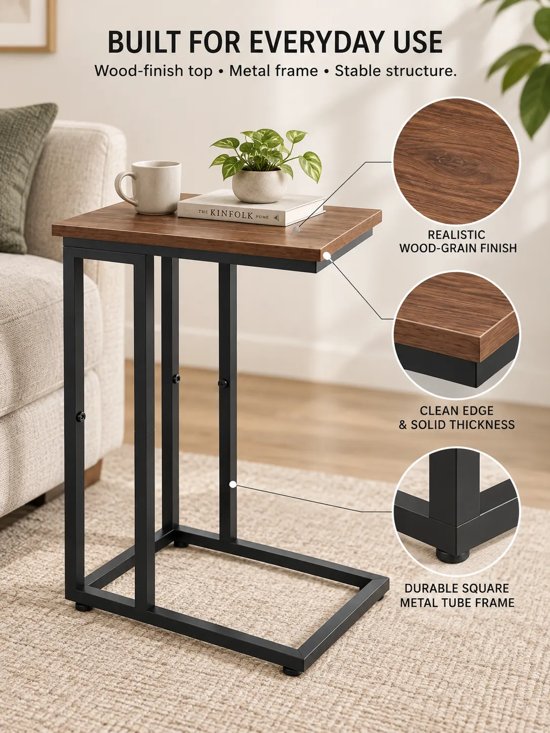Homiboss ET-01 Strong Metal Frame Bedside & Side Table thumbnail 2