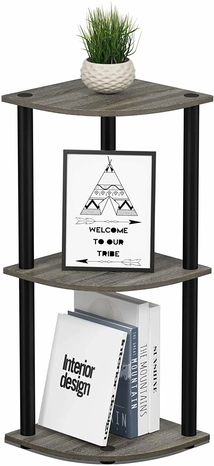 Homiboss Turn-N-Tube Tiered Corner Shelf & Bookshelf Display Rack