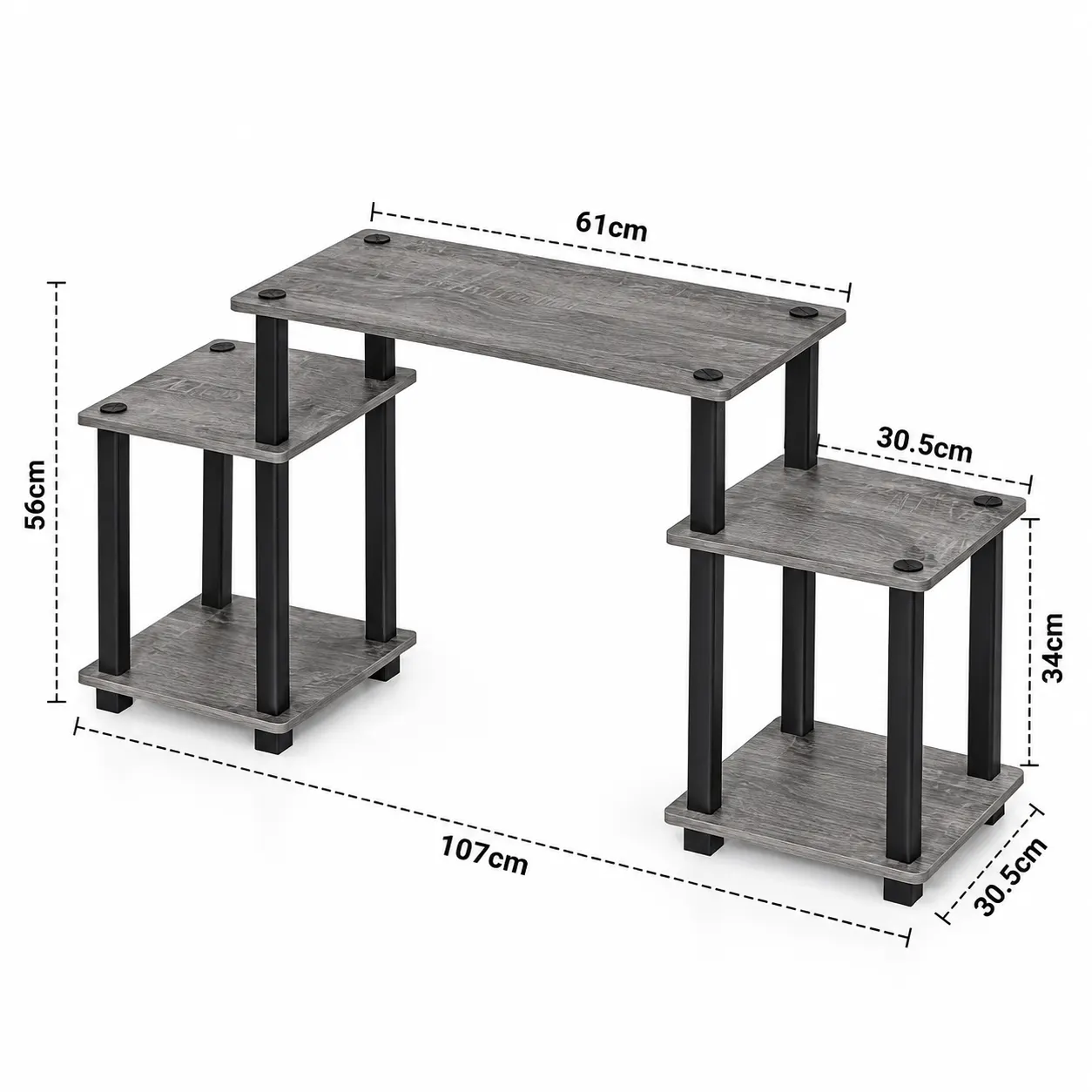 Homiboss Turn-N-Tube 5-Tier Floor Standing TV Entertainment Console Unit thumbnail 2