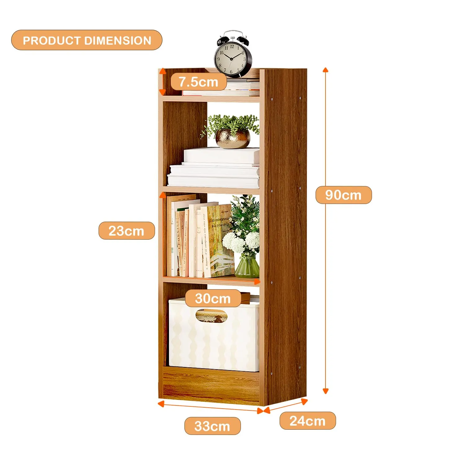 Homiboss 3-Tier Compact Engineered Wood Bookshelf & Storage Rack thumbnail 5