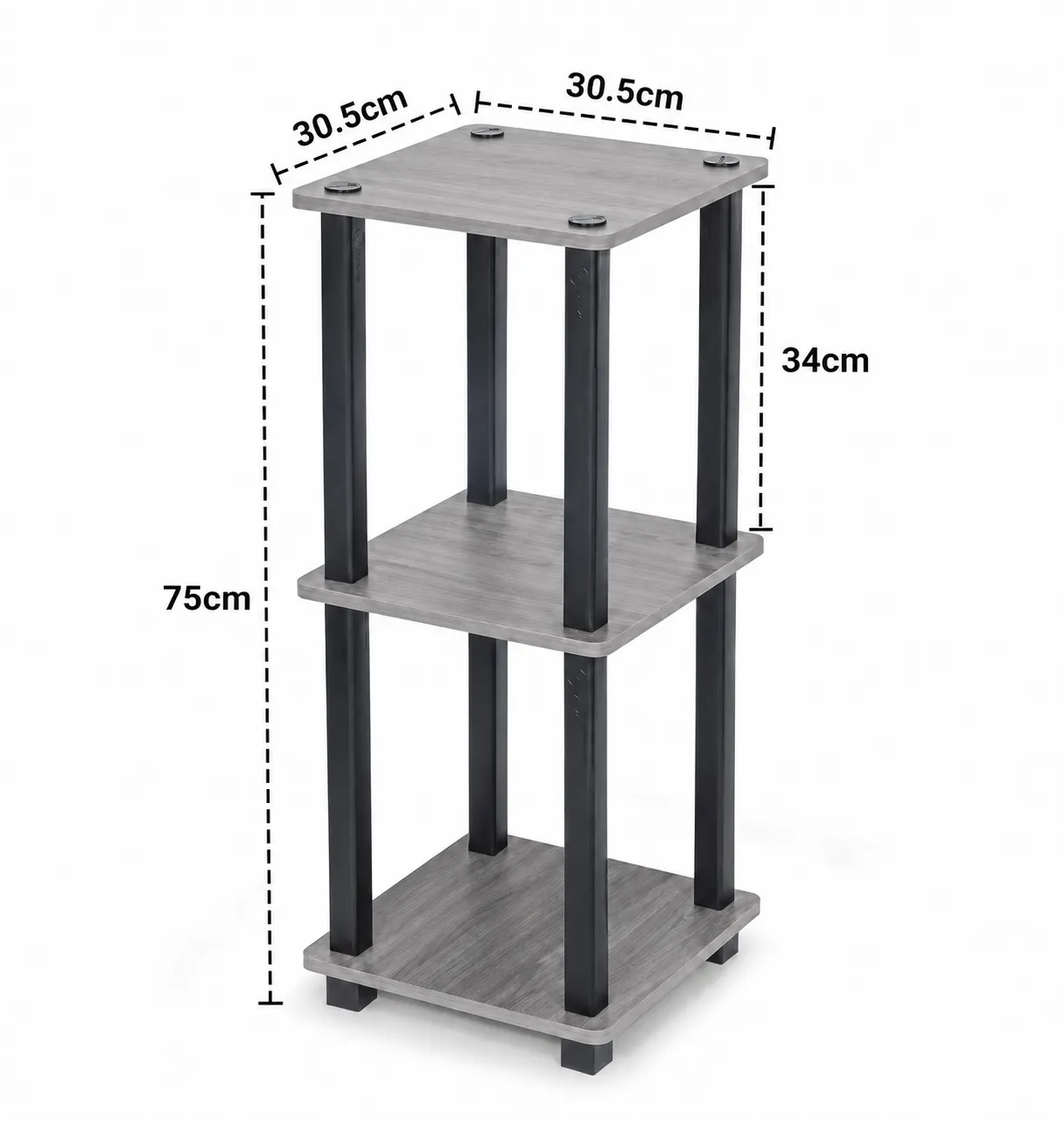Homiboss Turn-N-Tube Compact Tiered Wooden Bedside & Corner Table thumbnail 2