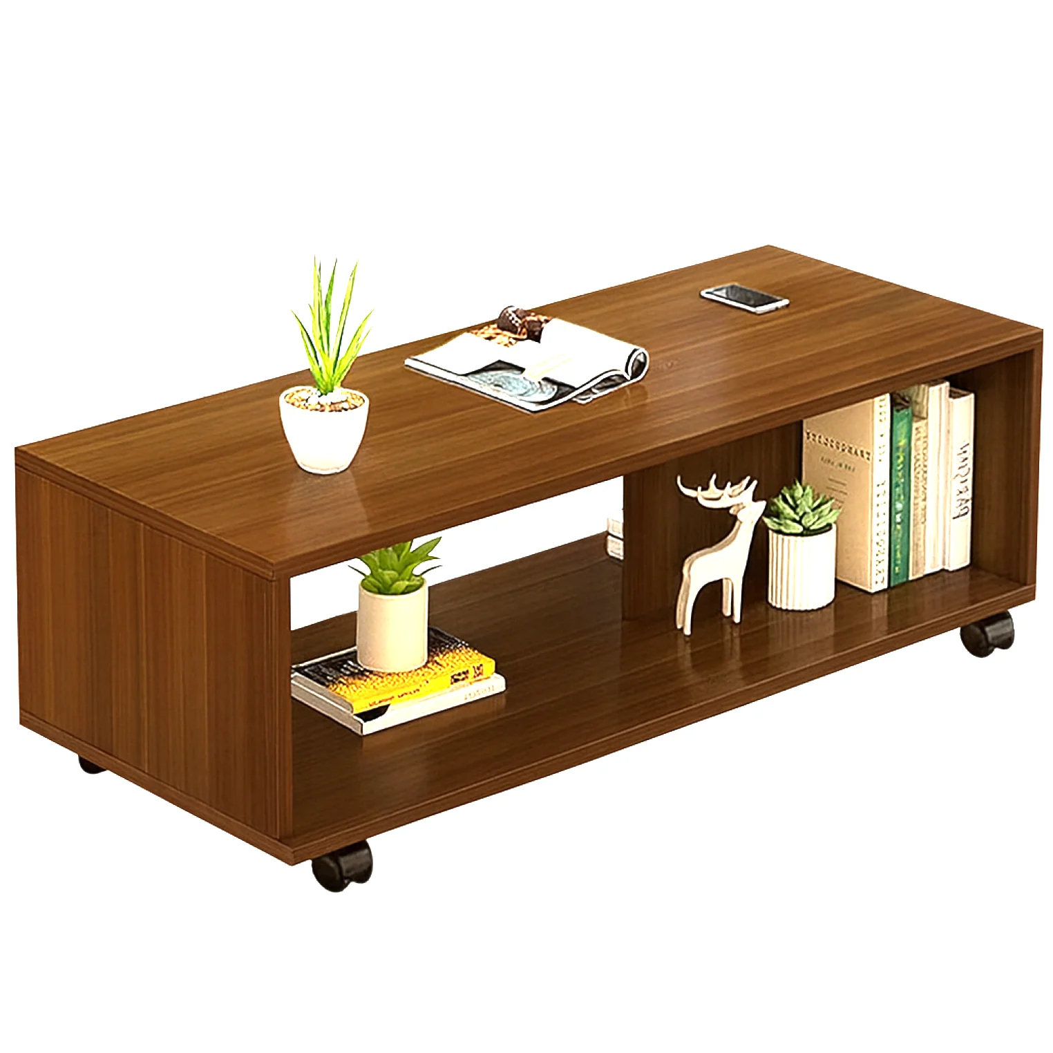Homiboss CT02 Mobile Living Room Center Table with Wheels & Storage - view 1