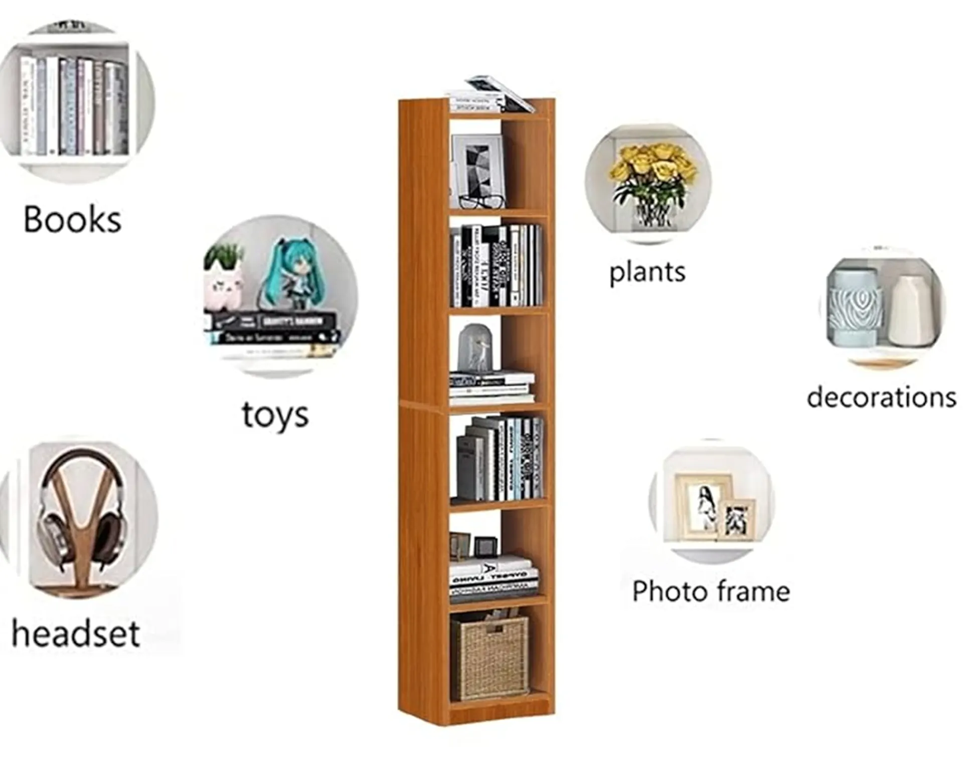 Homiboss 6-Tier Multipurpose Engineered Wood Bookshelf & Display Rack thumbnail 3