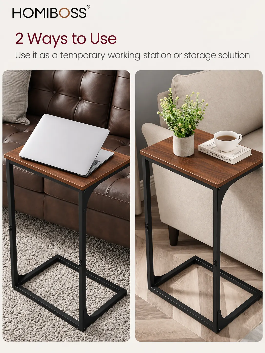 Homiboss ET-02 Premium C-Shaped Bedside & Sofa Laptop Side Table thumbnail 4