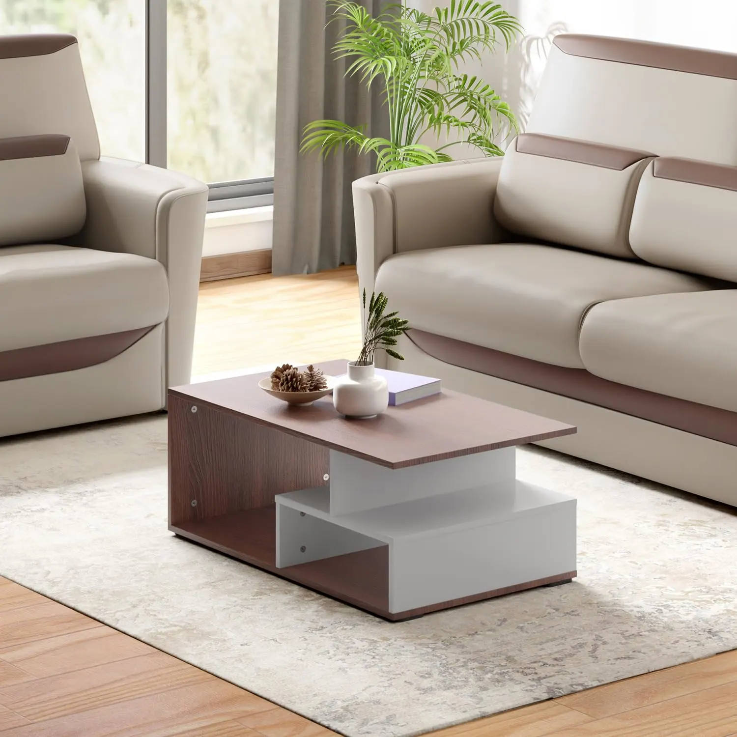 Homiboss CT03 Modern Living Room Center Coffee Table with Open Storage thumbnail 10
