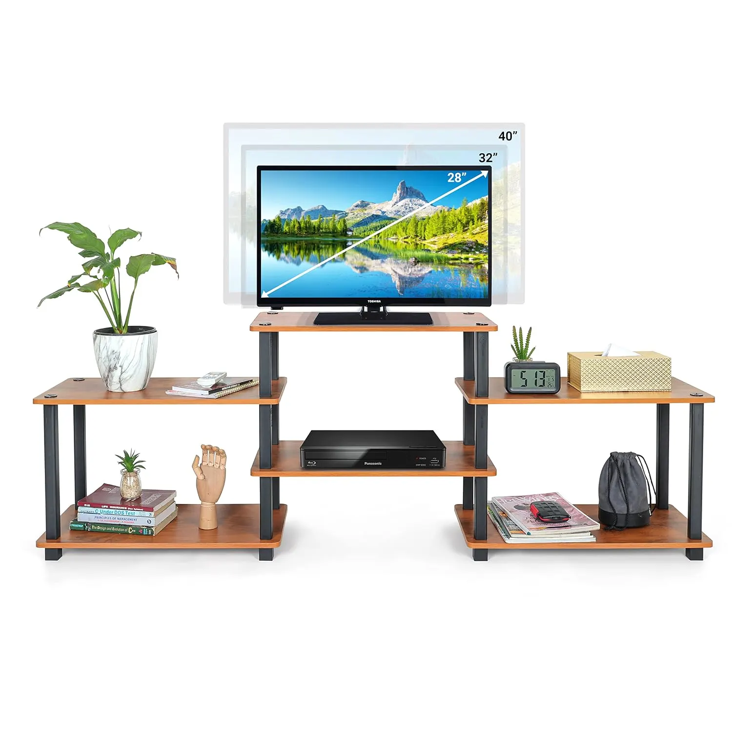 Homiboss Turn-N-Tube 6-Tier Engineered Wood TV Entertainment Console Unit thumbnail 2