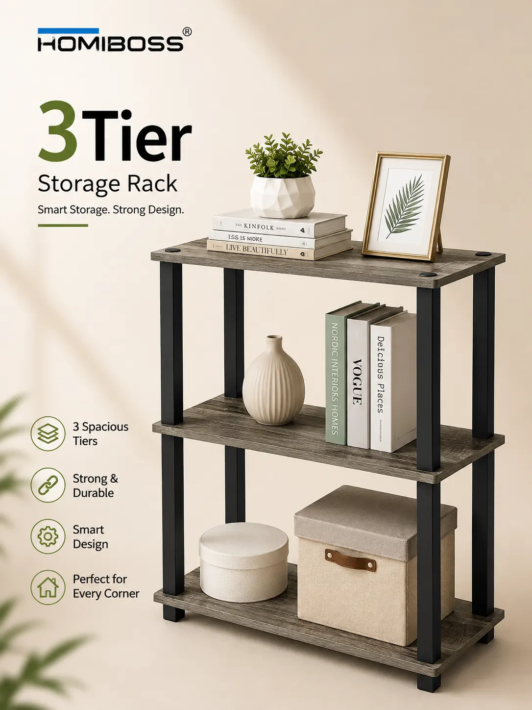 Homiboss Turn-N-Tube Multipurpose Tiered Storage & Display Rack thumbnail 7