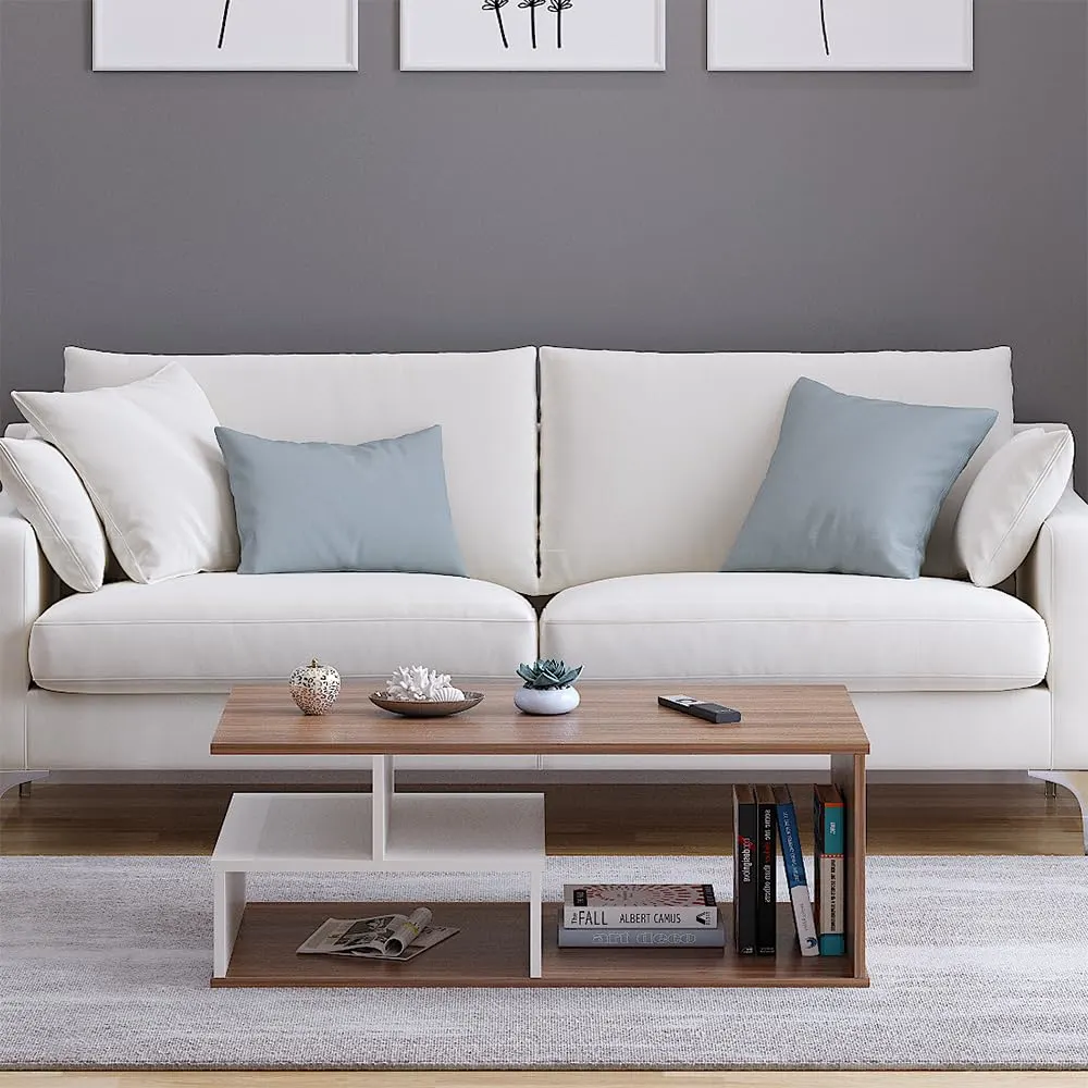 Homiboss CT03 Modern Living Room Center Coffee Table with Open Storage thumbnail 9