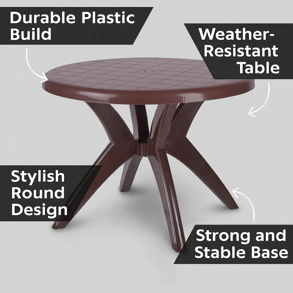 Homiboss Magna Heavy-Duty Plastic Indoor & Outdoor Dining Table thumbnail 4