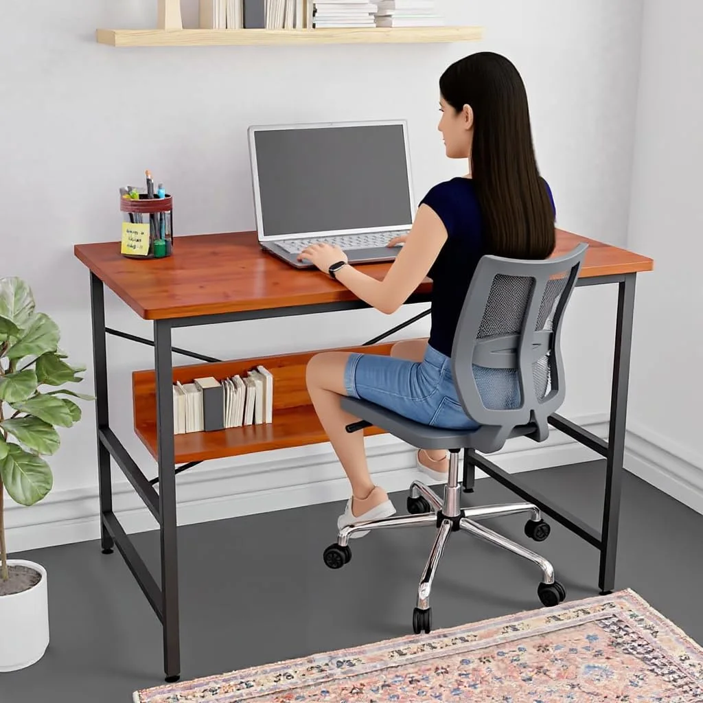Homiboss Ertiga Metal Computer & Study Table with Storage Shelves - view 1