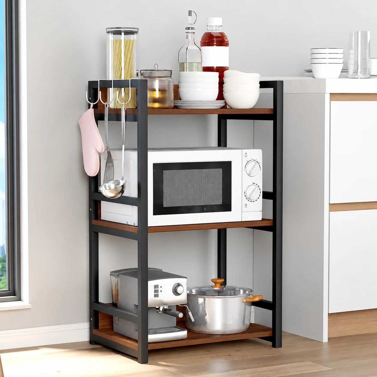 Homiboss 3-Layer Multipurpose Metal & Wood Kitchen Storage Rack - view 1