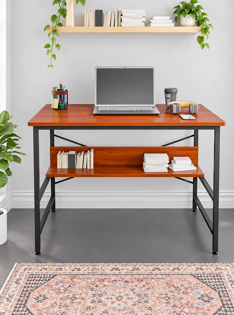 Homiboss Ertiga Metal Computer & Study Table with Storage Shelves thumbnail 4