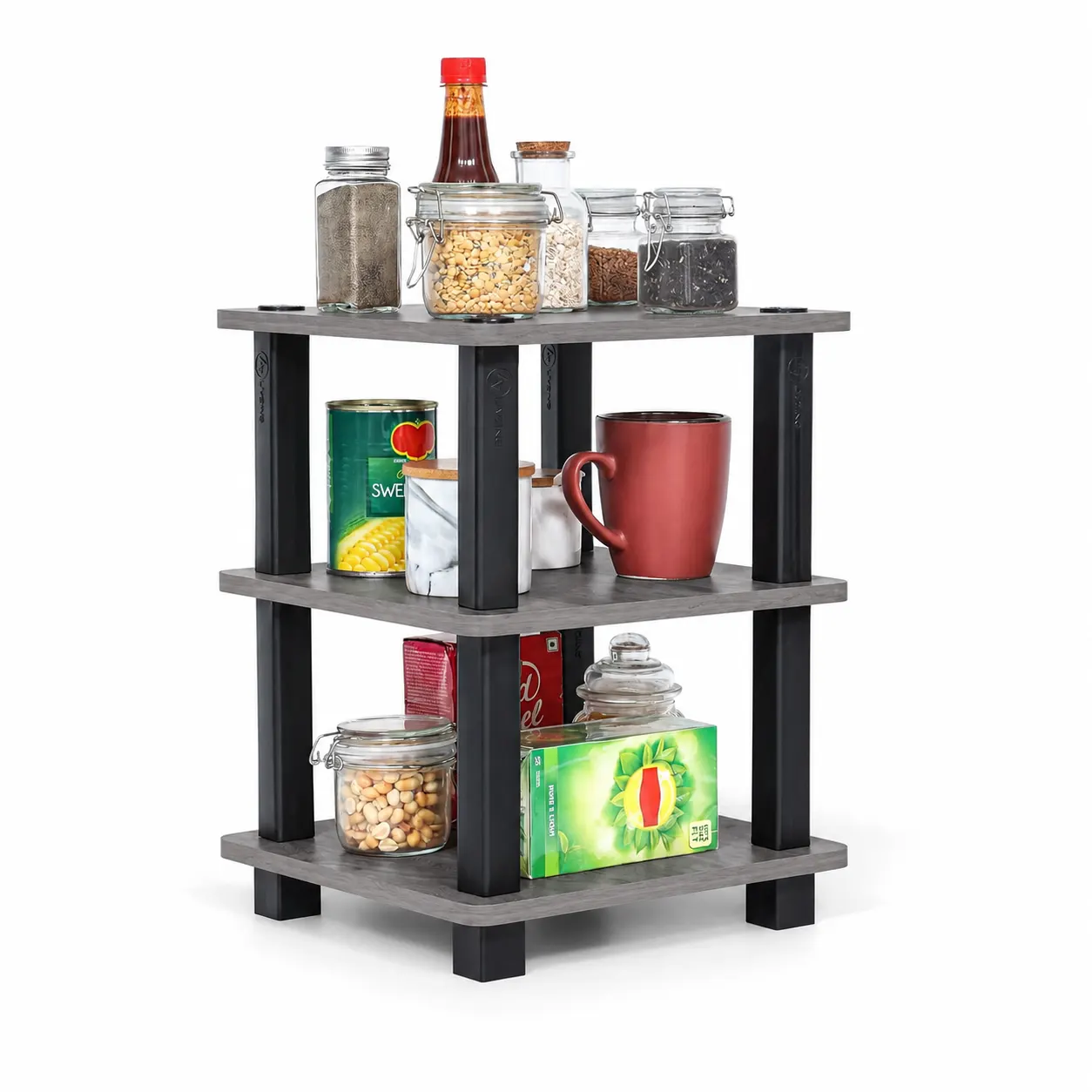 Homiboss Turn-N-Tube Countertop Wooden Spice & Kitchen Organizer Rack thumbnail 3