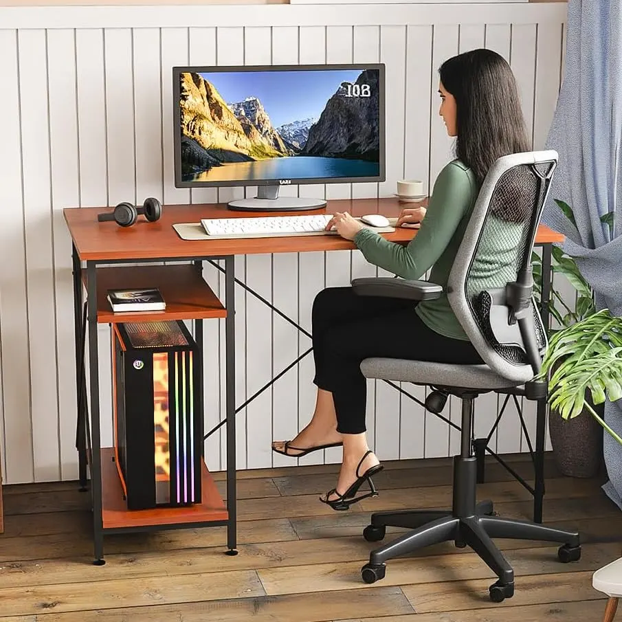 Homiboss Golf Metal Computer Table with 2-Tier Storage Shelves thumbnail 2