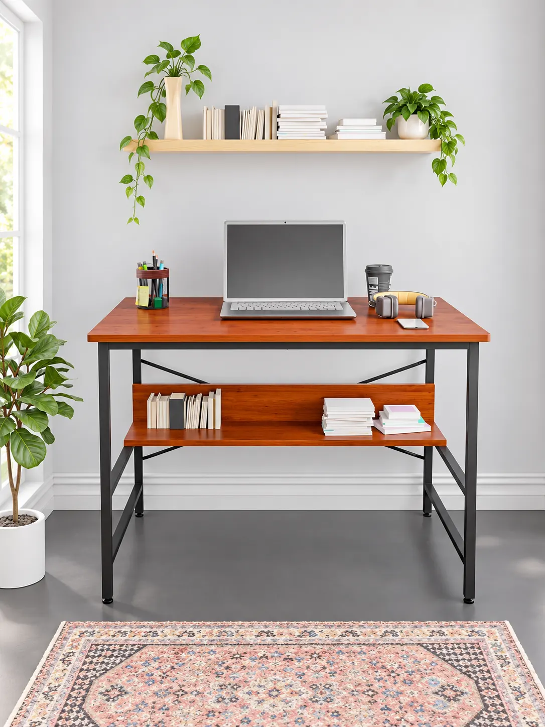 Homiboss Ertiga Metal Computer & Study Table with Storage Shelves thumbnail 5