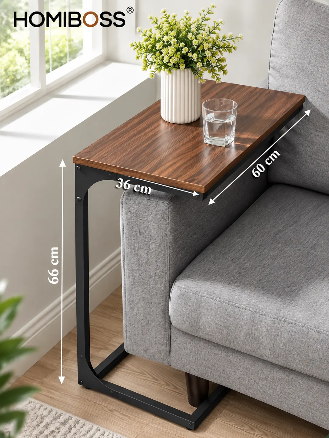 Homiboss ET-02 Premium C-Shaped Bedside & Sofa Laptop Side Table thumbnail 2