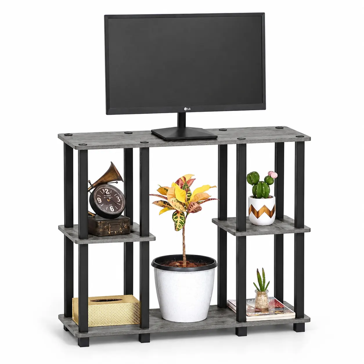 Homiboss Turn-N-Tube 6-Tier Engineered Wood TV Entertainment Console Unit thumbnail 3