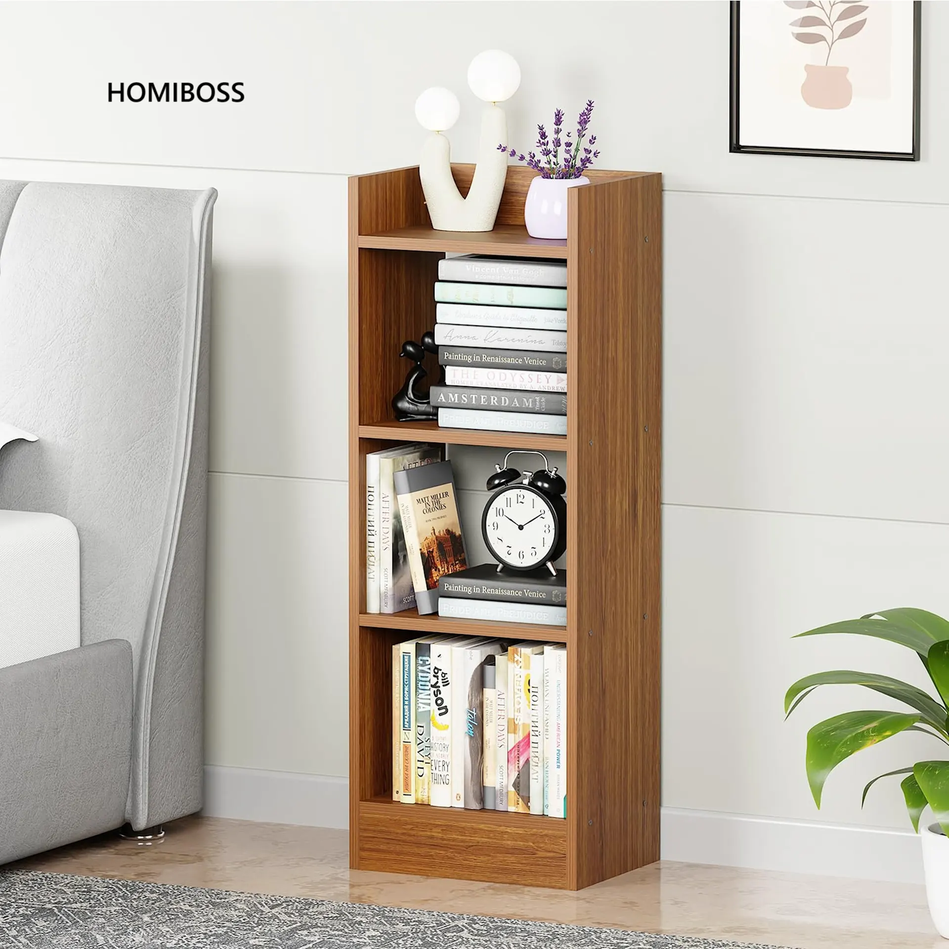 Homiboss 3-Tier Compact Engineered Wood Bookshelf & Storage Rack thumbnail 6