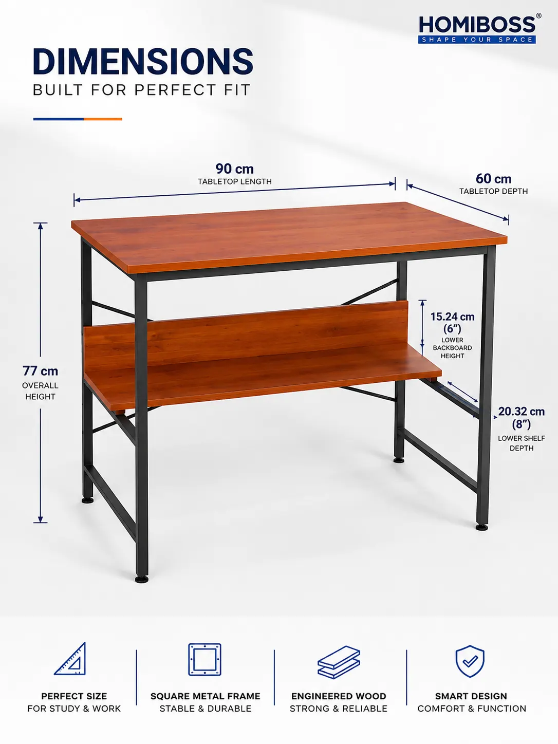Homiboss Ertiga Metal Computer & Study Table with Storage Shelves thumbnail 12