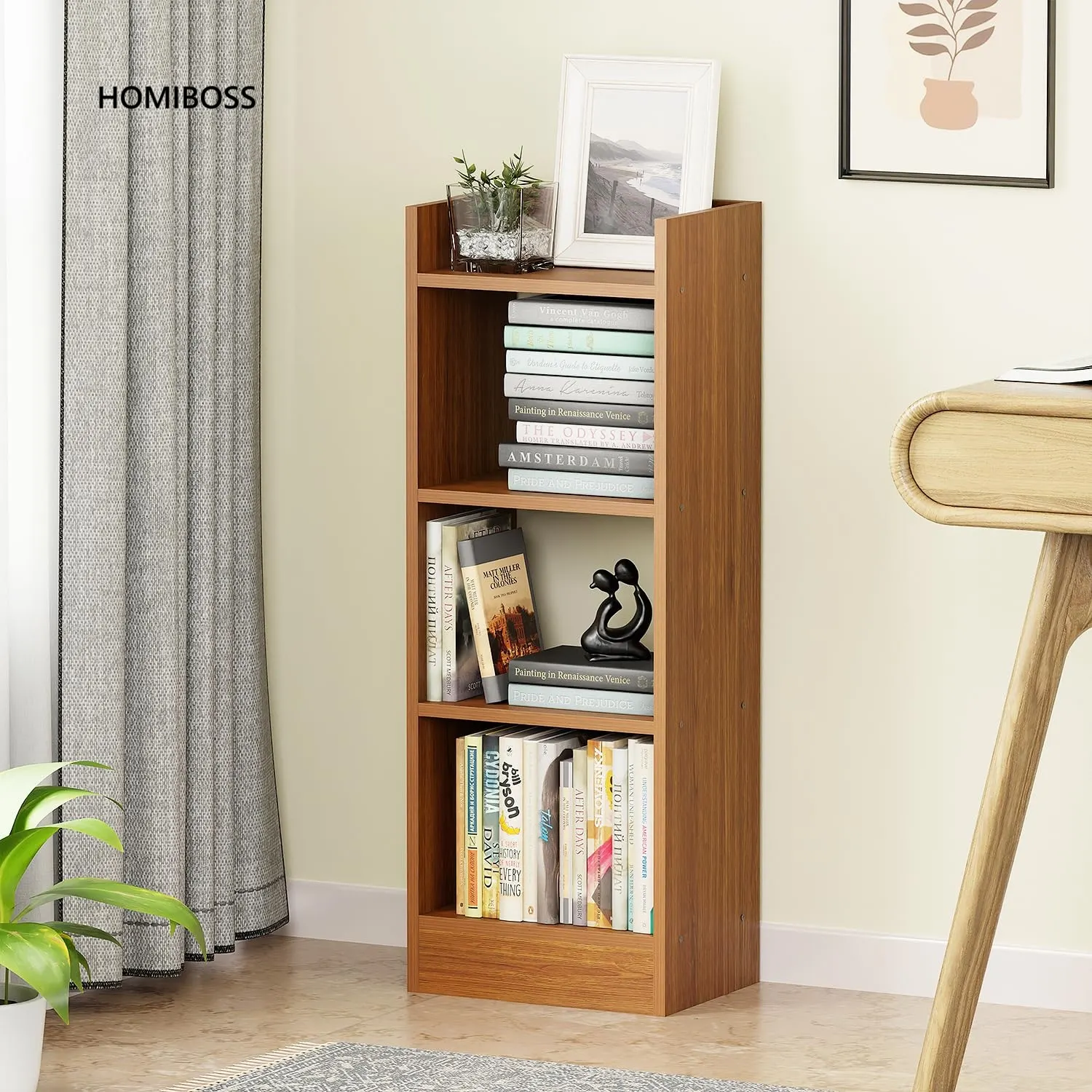 Homiboss 3-Tier Compact Engineered Wood Bookshelf & Storage Rack thumbnail 4