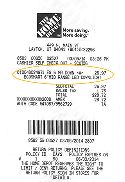 home depot receipt text font